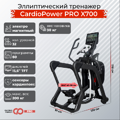 Эллиптический тренажер CardioPower профессиональный (PRO) X700