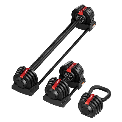 Гантель регулируемая 18кг + штанга + гиря, HYFIT, набор 3в1, D7040