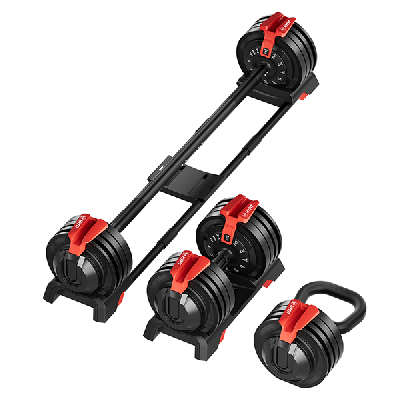 Гантель регулируемая 24кг + штанга + гиря, HYFIT, набор 3в1, D7080