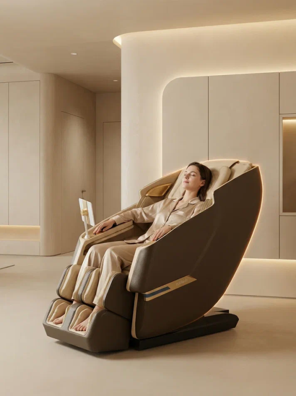 Массажное кресло Meridien, HOKKAIDO, коричневое с бежевым