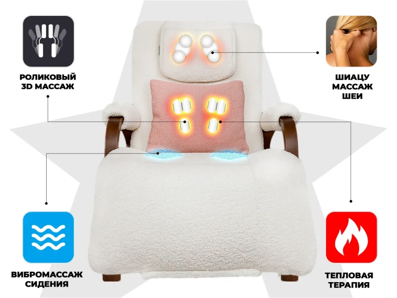 Массажное кресло качалка FUJIMO Time2Chill TEDDY Белый купить в Туле