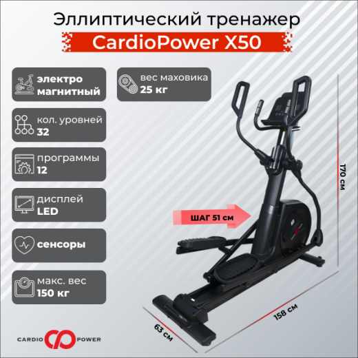Эллиптический тренажер CardioPower X50 — купить в Туле в магазине тренажеров