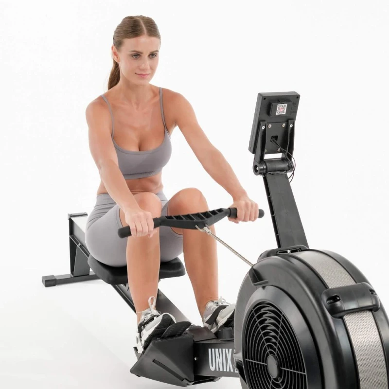 Гребной тренажер UNIX Fit Air Rower-X с аэродинамической нагрузкой, черный — купить в Туле в магазине тренажеров