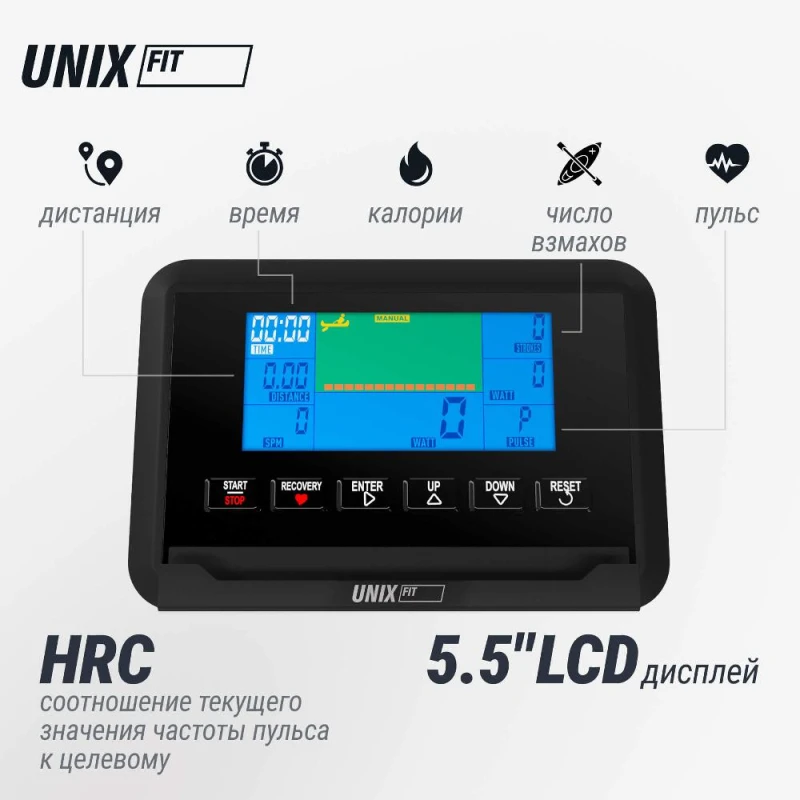Гребной тренажер UNIX Fit Techno Rower 410E с электронной нагрузкой — купить в Туле в магазине тренажеров