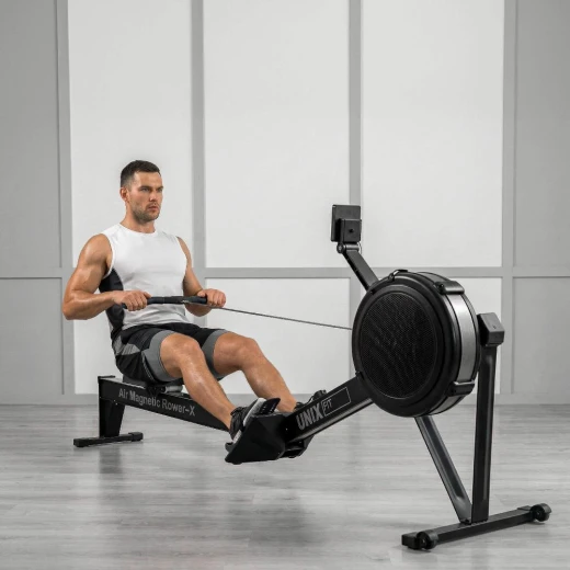 Гребной тренажер UNIX Fit Air водушно-магнитный Magnetic Rower-X черный купить в Туле в магазине тренажеров