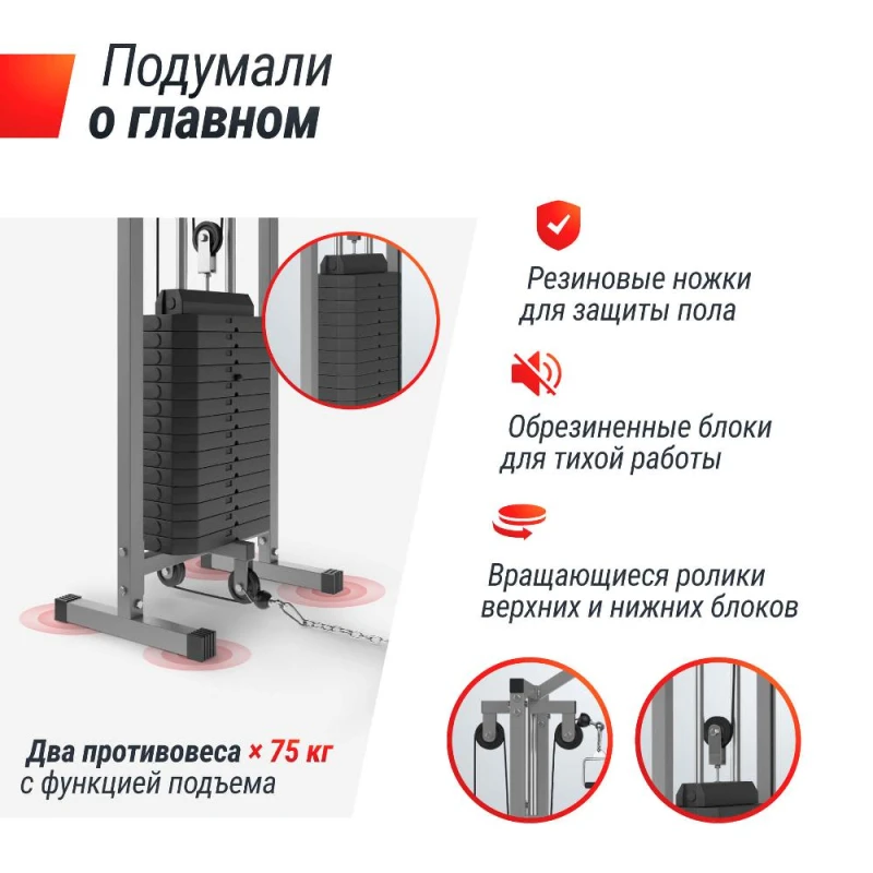 Кроссовер UNIX Fit Station 150 (два блока) — профессиональный тренажер для зала