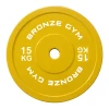 Диск олимпийский BRONZE GYM тяжелоатлетический желтый 15 кг