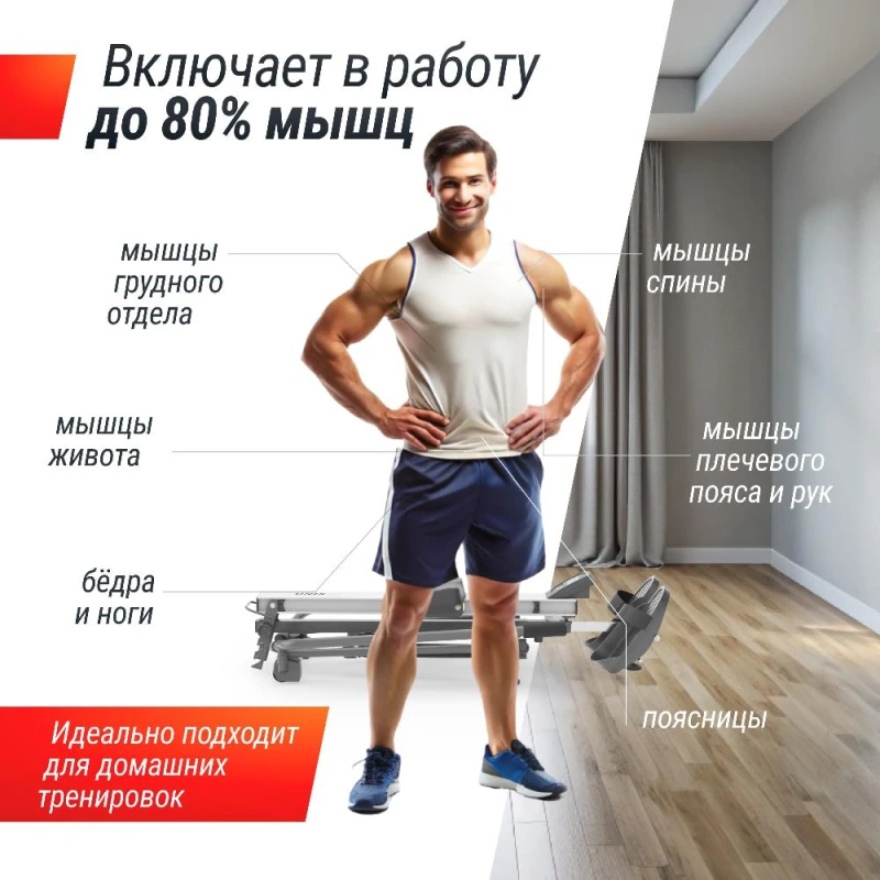 Гребной тренажер UNIX Fit гидравлический 320G купить в Туле в магазине тренажеров