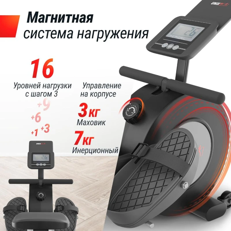 Гребной тренажер UNIX Fit Techno Rower 360 с механической нагрузкой — купить в Туле в магазине тренажеров