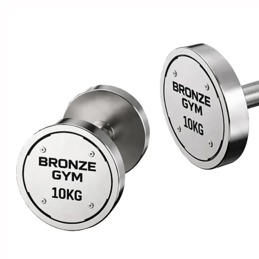 Набор стальных гантелей BRONZE GYM, 12-30 кг - 10 пар, шаг 2 кг