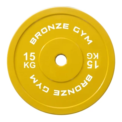 Диск олимпийский BRONZE GYM тяжелоатлетический желтый 15 кг