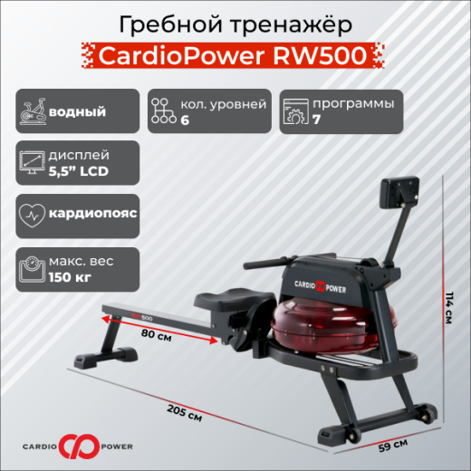 Гребной тренажер CardioPower RW500 купить в Туле в магазине тренажеров