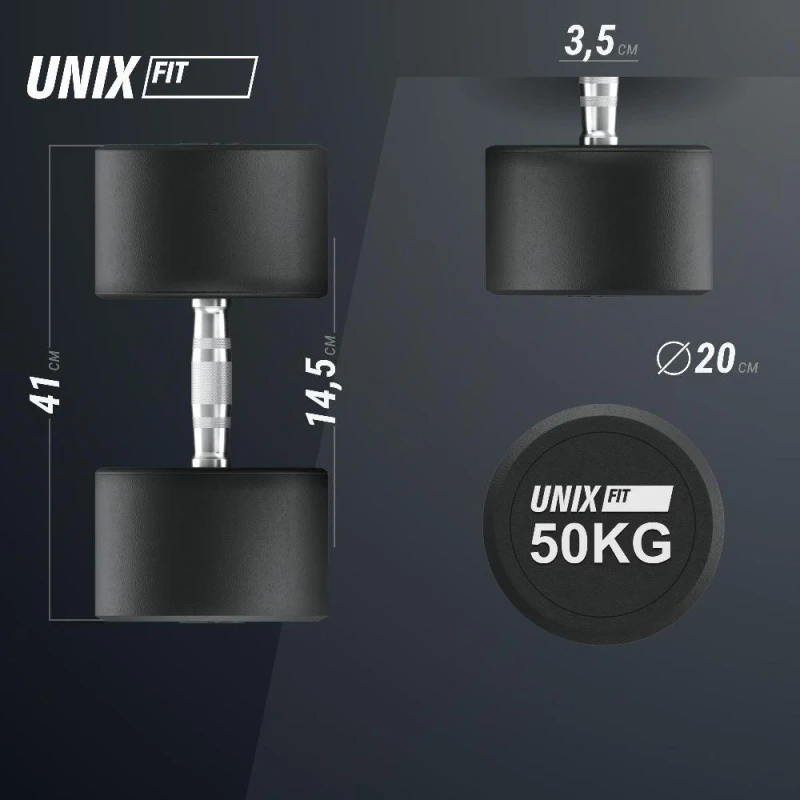 Гантель UNIX Fit PRO круглая обрезиненная 50 кг / шт.