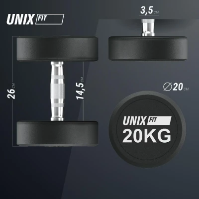 Гантель UNIX Fit PRO круглая обрезиненная 20 кг / шт.
