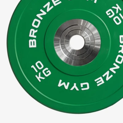 Диск олимпийский BRONZE GYM тяжелоатлетический зеленый 10 кг