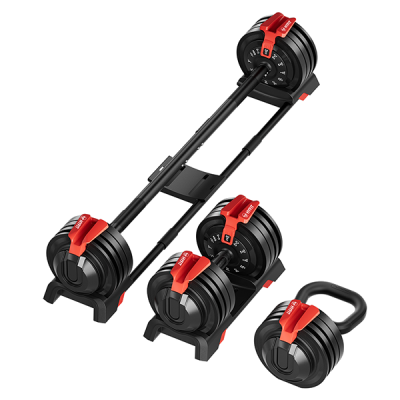 Гантель регулируемая 24кг + штанга + гиря, HYFIT, набор 3в1, D7080