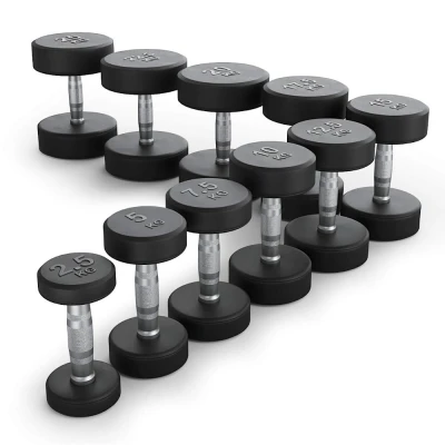 Ряд гантелей круглых UNIX Fit обрезиненные от 2,5 до 25 кг