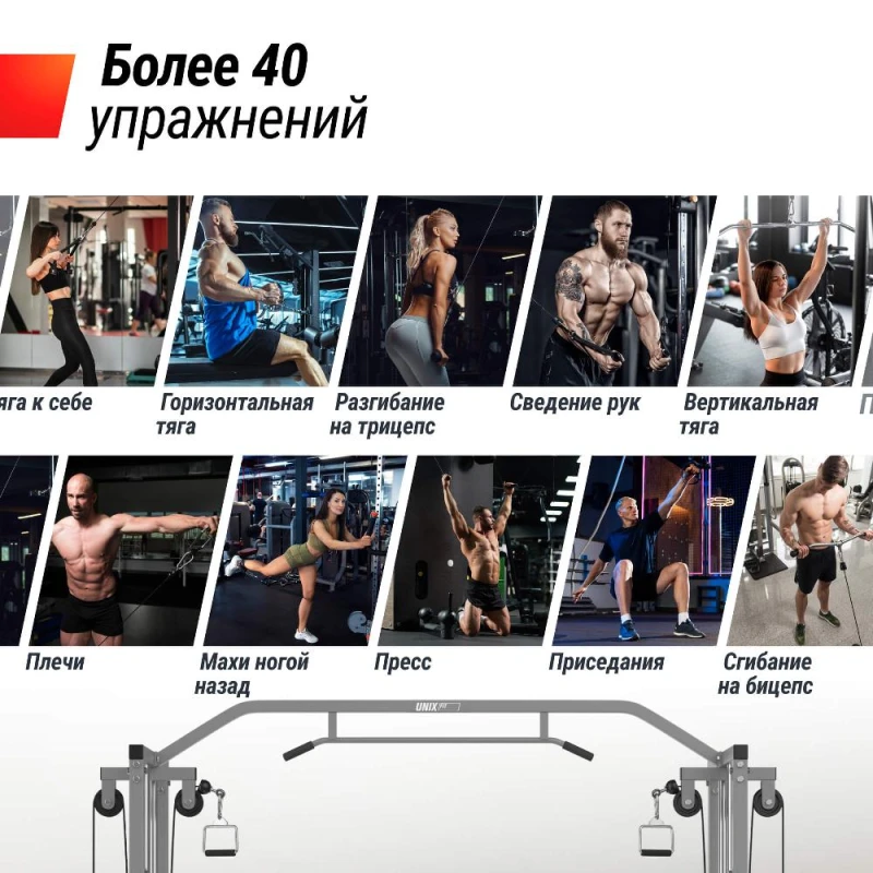 Кроссовер UNIX Fit Station 150 (два блока) — профессиональный тренажер для зала