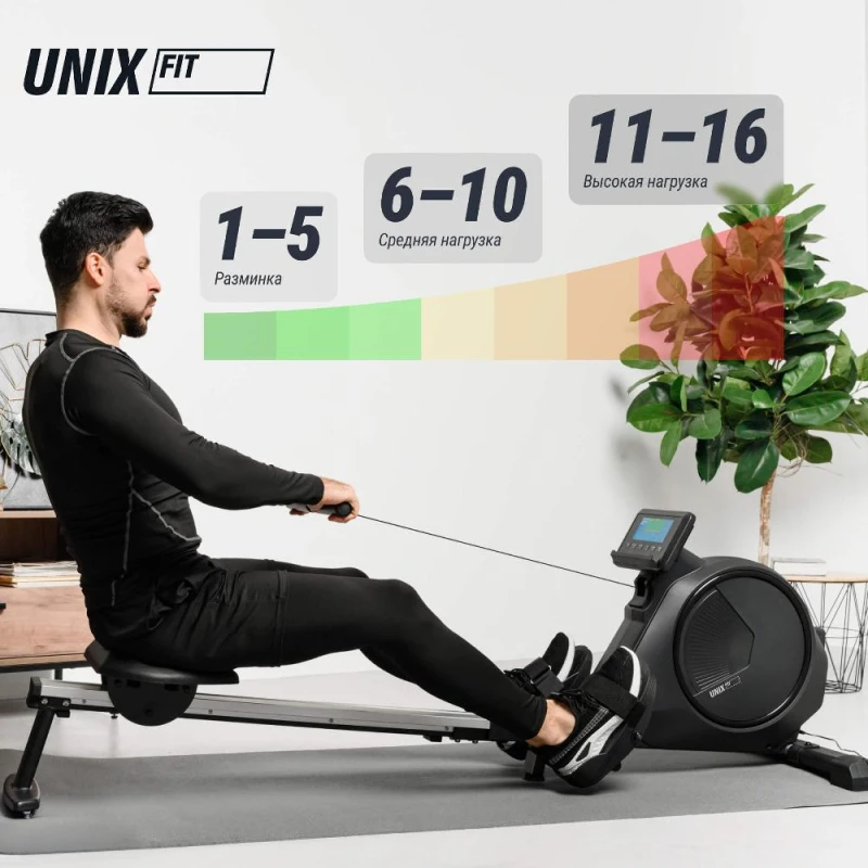 Гребной тренажер UNIX Fit Techno Rower 410E с электронной нагрузкой — купить в Туле в магазине тренажеров