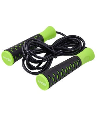 Скакалка RP-103 PVC, с нескользящей ручкой, 3,05 м, черный/зеленый