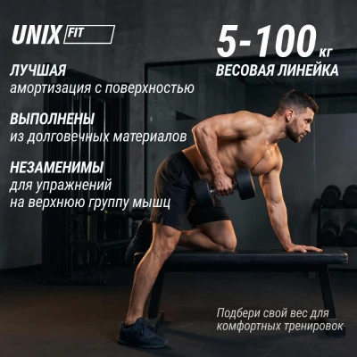 Гантель UNIX Fit PRO круглая обрезиненная 20 кг / шт.
