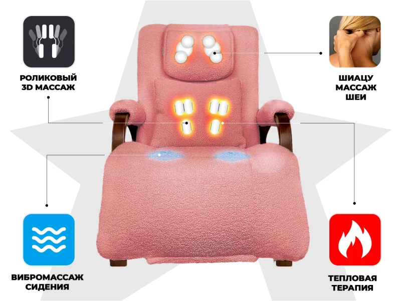 Массажное кресло-качалка FUJIMO Time2Chill TEDDY Розовый купить в Туле