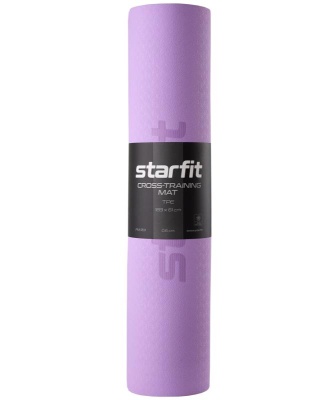 Коврик для йоги и фитнеса FM-201, TPE, 183x61x0,6 см, фиолетовый пастель/серый