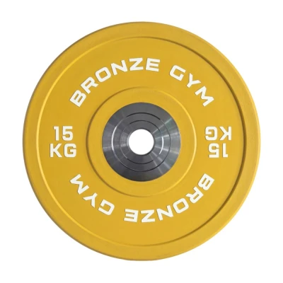 Диск олимпийский BRONZE GYM тяжелоатлетический желтый 15 кг