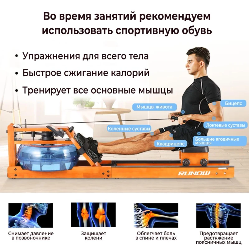 Гребной тренажер DFC RUNOW Golden Wood — купить в Туле в магазине тренажеров