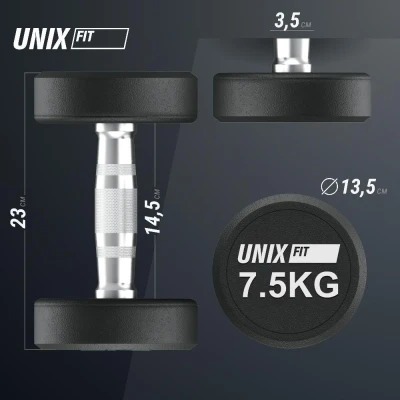 Гантель UNIX Fit PRO круглая обрезиненная 7,5 кг, 2 шт.
