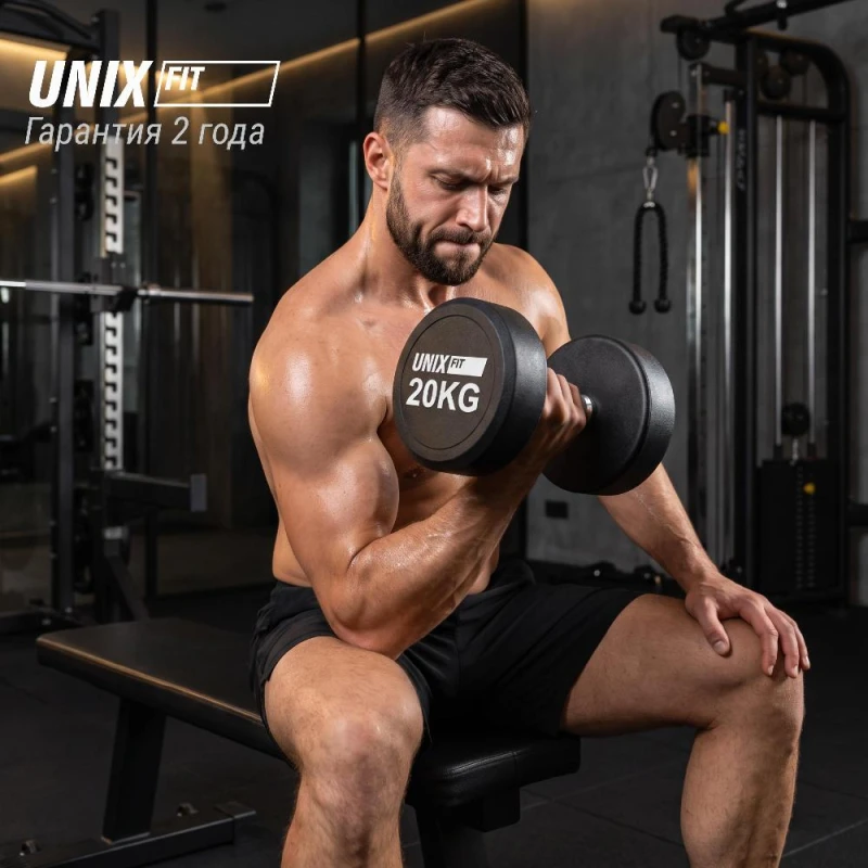 Гантель UNIX Fit PRO круглая обрезиненная 20 кг / шт.