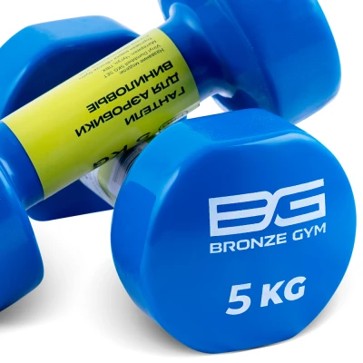 Гантели для аэробики виниловые BRONZE GYM,5 кг., пара