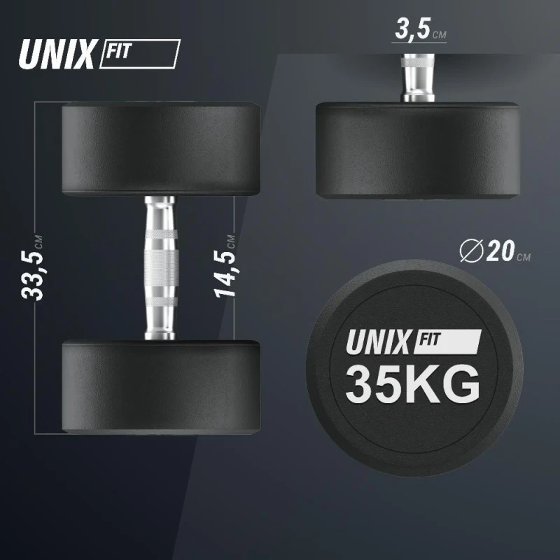 Гантель UNIX Fit PRO круглая обрезиненная 35 кг / шт.