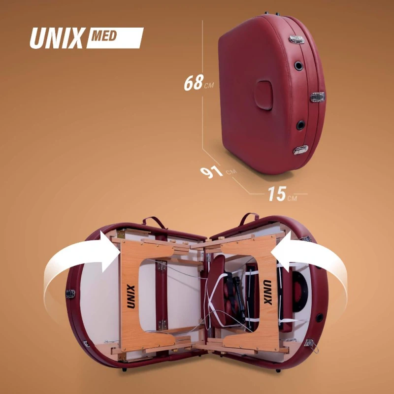 Массажный стол UNIX Комфорт / Comfort 3 секции бордовый