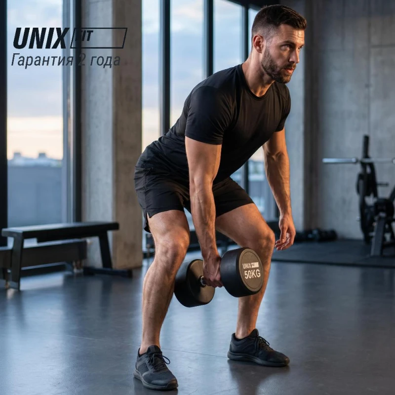 Гантель UNIX Fit PRO круглая обрезиненная 50 кг / шт.