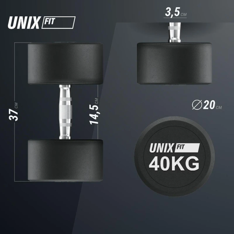 Гантель UNIX Fit PRO круглая обрезиненная 40 кг / шт.