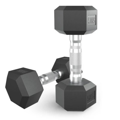 Гантель гексагональная UNIX Fit обрезиненная 5 кг, 2 шт.