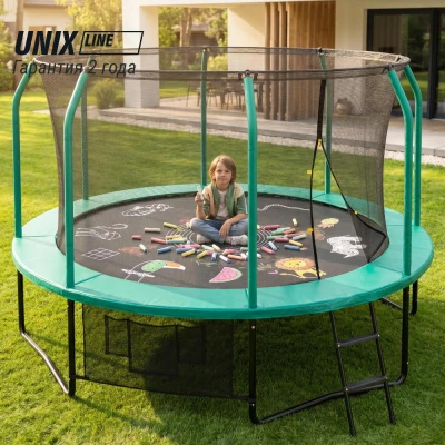 Батут UNIX Line Премиальный с играми / Supreme Game 12 ft (366 см) зеленый купить в Туле по низкой цене
