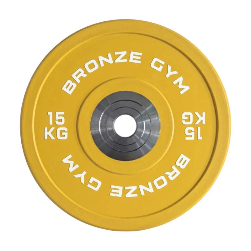 Диск олимпийский BRONZE GYM тяжелоатлетический желтый 15 кг