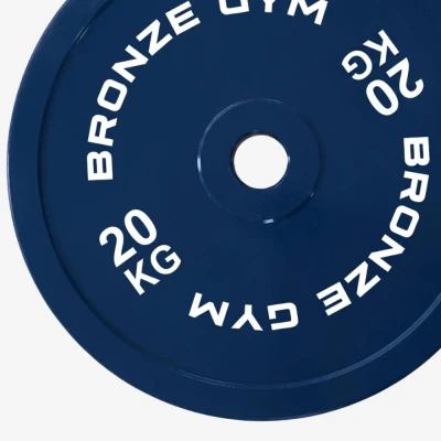 Диск олимпийский BRONZE GYM тяжелоатлетический синий 20 кг