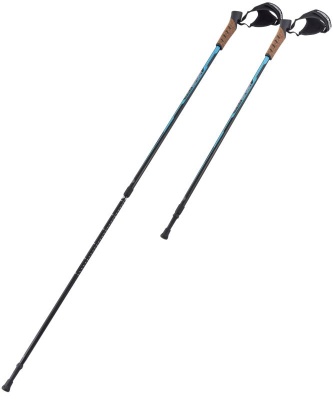 Скандинавские палки Nimbus, 77-135 см, 2-секционные, черный/голубой