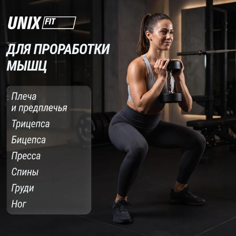 Гантель UNIX Fit PRO круглая обрезиненная 25 кг / шт.