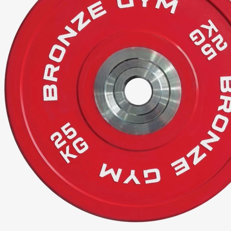 Диск олимпийский BRONZE GYM тяжелоатлетический красный 25 кг