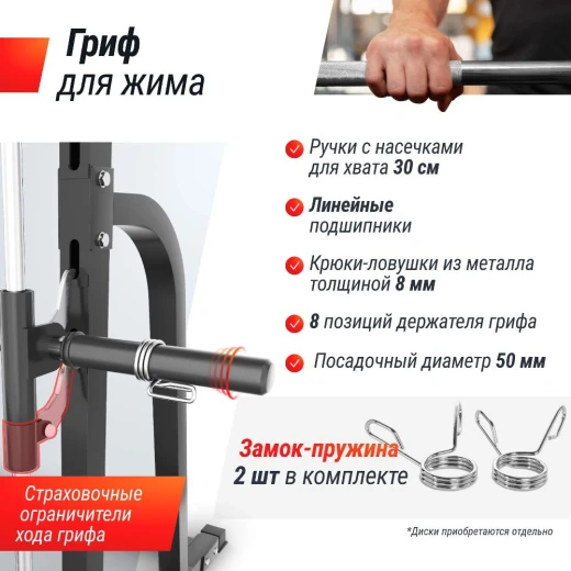 Машина Смита UNIX Fit Smith Strenght 180 — купить в Туле в магазине тренажеров ArtRelax