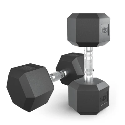 Гантель гексагональная UNIX Fit обрезиненная 15 кг, 2 шт.