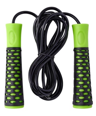 Скакалка RP-103 PVC, с нескользящей ручкой, 3,05 м, черный/зеленый